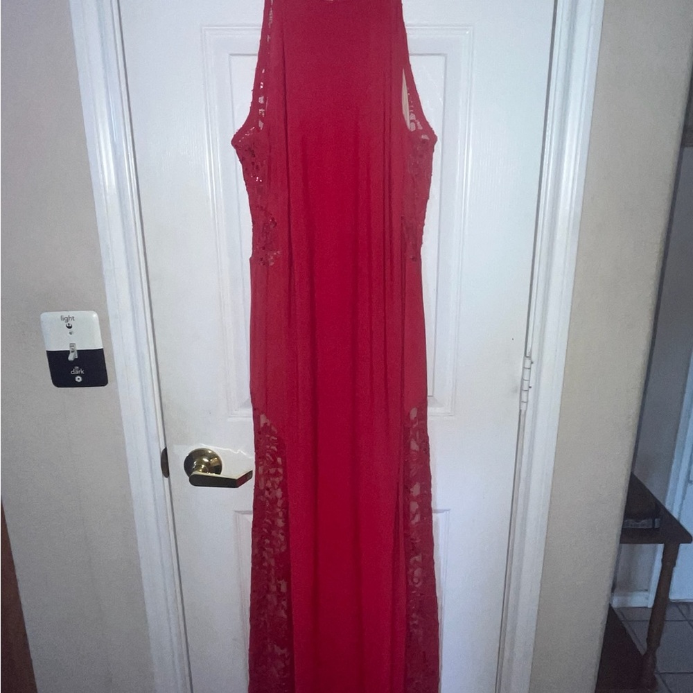 Night Way Collections Red Lace Maxi Dress